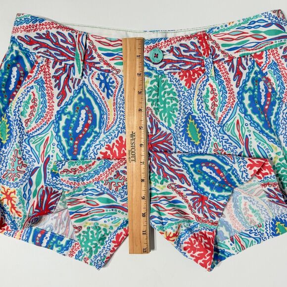 Lilly Pulitzer Callahan Shorts Blue Red Teal Coral Pattern Women’s Size 4 (31”W) - Picture 7 of 8
